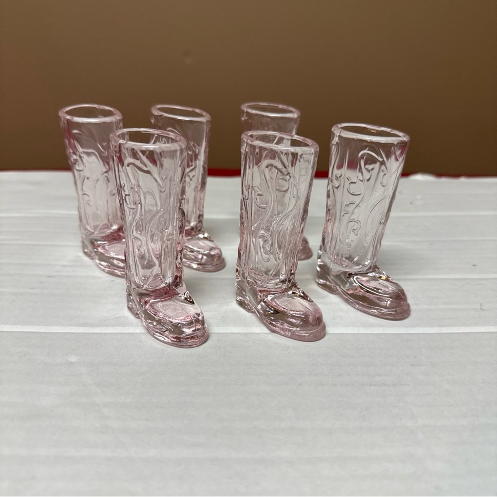 Home Essentials Set Of 6 Blush Cowboy Boot Shot Glasses 0.75 Oz/22 ml New in Box